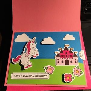 Custom Handmade Unicorn Pull Tab Birthday Card
